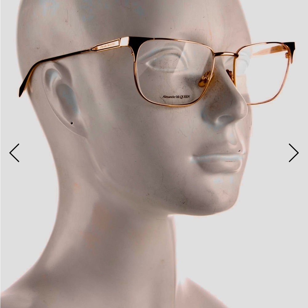 Alexander McQueen Black Metal Frame Glasses
